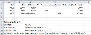 Negative Zeitwerte in Excel