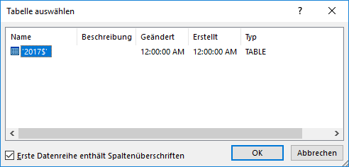 Seriendruck Word Tabelle auswählen